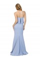 Long Light Sky Blue Sleeveless A-Line Low Back Stretch Crepe Formal Dress / Bridesmaid Dress Leeds