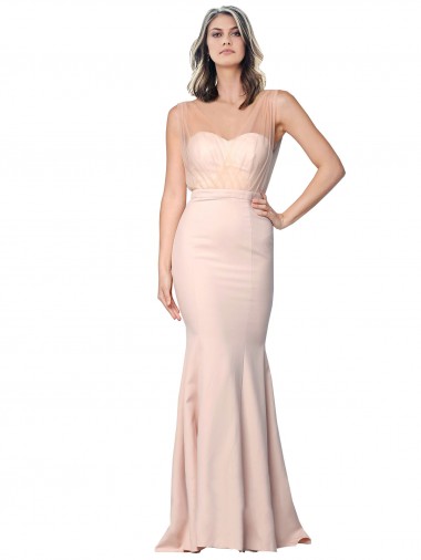 Long Nude Sleeveless Sheath Low Back Formal Evening Gown / Prom Dress / Bridesmaid Dress Leeds