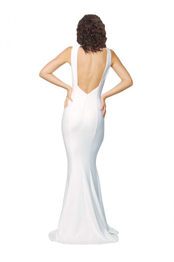 Long Ivory Sleeveless Sheath V-Back Formal Evening Gown / Prom Dress / Bridesmaid Dress Leeds