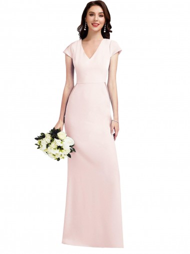 Long Pink Cap Sleeves A-Line Formal Evening Gown / Prom Dress / Bridesmaid Dress Leeds