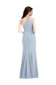 Long Light Sky Blue Sleeveless Trumpet Formal Dress / Bridesmaid Dress Leeds