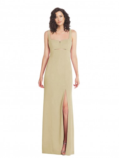 Long Champagne Sleeveless Trumpet Low Back Formal Evening Gown / Prom Dress / Bridesmaid Dress Leeds