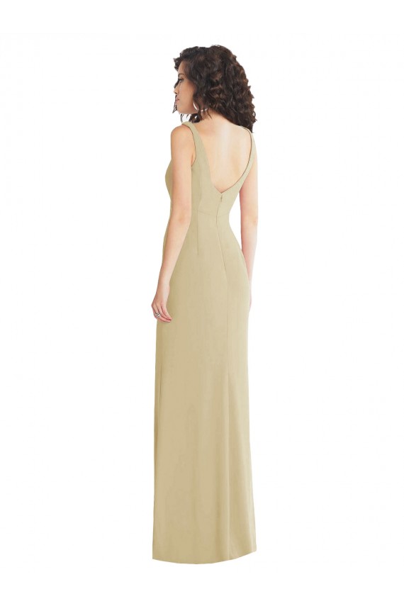 Long Champagne Sleeveless Trumpet Low Back Formal Evening Gown / Prom Dress / Bridesmaid Dress Leeds