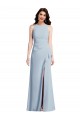 Long Light Sky Blue Sleeveless Trumpet High Slit Formal Dress / Bridesmaid Dress Leeds