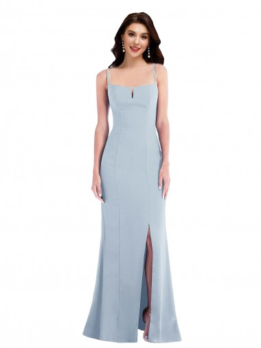 Long Light Sky Blue Sleeveless Trumpet Front Slit Formal Evening Gown / Prom Dress / Bridesmaid Dress Leeds