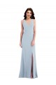 Long Light Sky Blue Sleeveless Trumpet Open Back Front Slit Evening Dress / Bridesmaid Dress Leeds