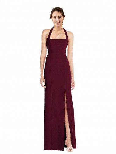 Long Burgundy Gold Sleeveless Trumpet Open Back Semi Formal Evening Dress / Prom Dress / Bridesmaid Dress Leeds