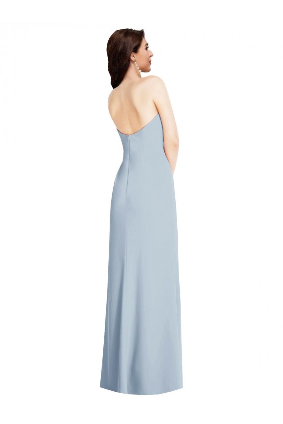 Long Light Sky Blue Sleeveless A-Line Low Back Formal Evening Gown / Prom Dress / Bridesmaid Dress Leeds