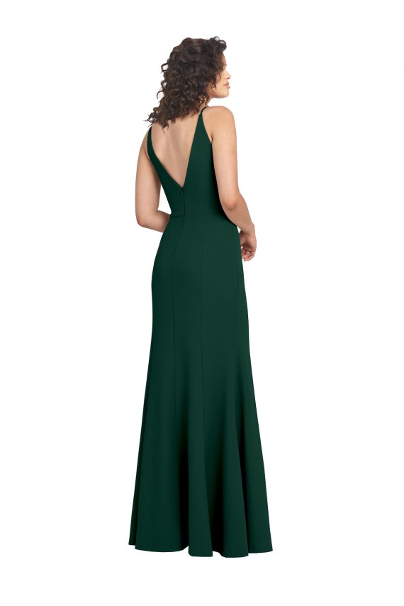 Long Midnight Green Sleeveless A-Line V-Back Formal Dress / Bridesmaid Dress Leeds