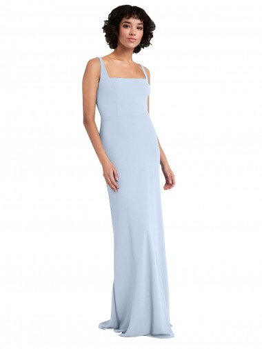 Long Light Sky Blue Sleeveless Sheath Prom Dress / Bridesmaid Dress Leeds