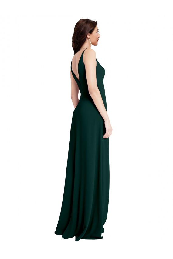 Long Midnight Green Sleeveless A-Line V-Back Formal Evening Gown / Prom Dress / Bridesmaid Dress Leeds