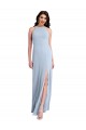 Long Light Sky Blue Sleeveless Sheath Open Back Side Slit Formal Evening Gown / Prom Dress / Bridesmaid Dress Leeds