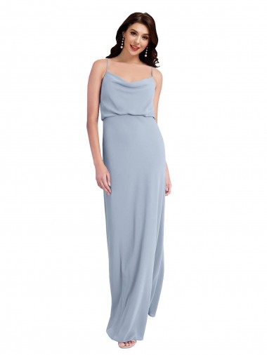 Long Smoke Blue Sleeveless Sheath V-Back Formal Evening Gown / Prom Dress / Bridesmaid Dress Leeds
