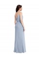 Long Smoke Blue Sleeveless Sheath V-Back Formal Evening Gown / Prom Dress / Bridesmaid Dress Leeds