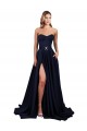 Long Dark Navy Sleeveless A-Line Low Back Formal Dress / Bridesmaid Dress Leeds