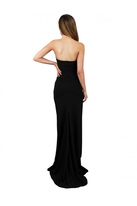 Long Black Sleeveless Column Low Back Formal Evening Gown / Prom Dress / Bridesmaid Dress Leeds