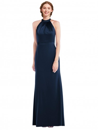Long Dark Navy Sleeveless Trumpet Open Back Semi Formal Evening Dress / Prom Dress / Bridesmaid Dress Leeds