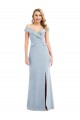 Long Light Sky Blue Sleeveless Trumpet Stretch Crepe Semi Formal Evening Dress / Prom Dress / Bridesmaid Dress Leeds