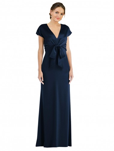 Long Dark Navy Cap Sleeves Trumpet Keyhole Back Formal Evening Gown / Prom Dress / Bridesmaid Dress Leeds