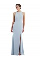 Long Light Sky Blue Sleeveless Trumpet Open Back Stretch Crepe Formal Evening Gown / Prom Dress / Bridesmaid Dress Leeds