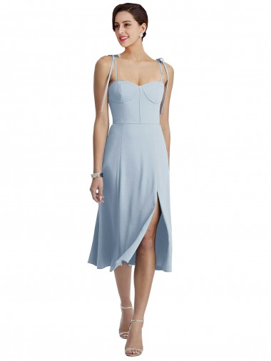 Midi Length Light Sky Blue Sleeveless A-Line Evening Gown / Prom Dress / Bridesmaid Dress Leeds