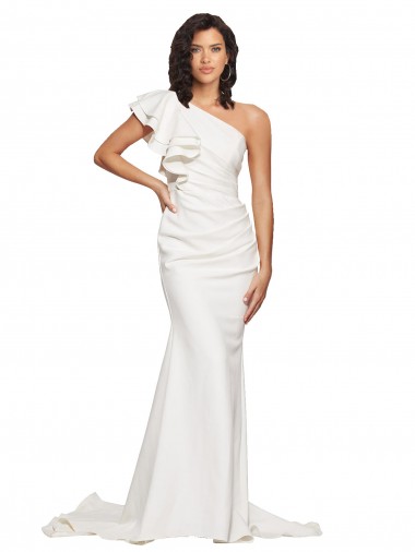Sweep Train Ivory Sleeveless Sheath Semi Formal Evening Dress / Prom Dress / Bridesmaid Dress Leeds