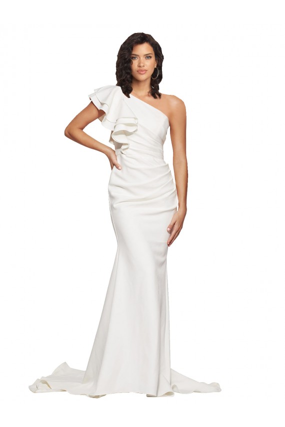 Sweep Train Ivory Sleeveless Sheath Semi Formal Evening Dress / Prom Dress / Bridesmaid Dress Leeds