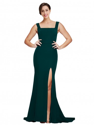 Sweep Train Midnight Green Sleeveless Sheath Semi Formal Evening Dress / Prom Dress / Bridesmaid Dress Leeds