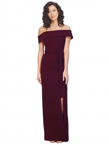 Long Burgundy Gold Sleeveless Sheath Low Back Formal Evening Gown / Prom Dress / Bridesmaid Dress Leeds