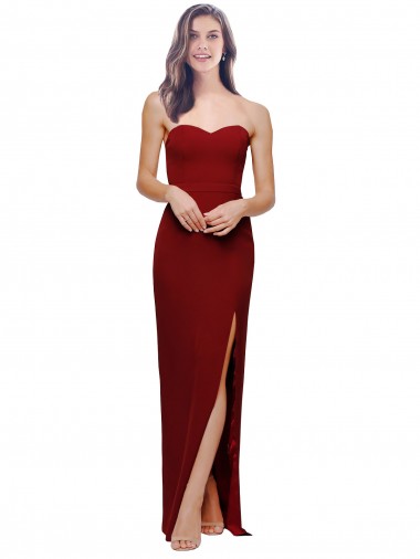 Long Burgundy Sleeveless Sheath Low Back Bridesmaid Dress / Evening Dress Leeds
