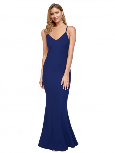 Long Royal Blue Sleeveless Sheath Open Back Formal Evening Gown / Prom Dress / Bridesmaid Dress Leeds