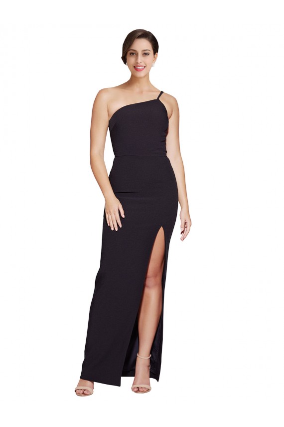 Long Black Sleeveless Sheath Side Slit Formal Evening Gown / Prom Dress / Bridesmaid Dress Leeds