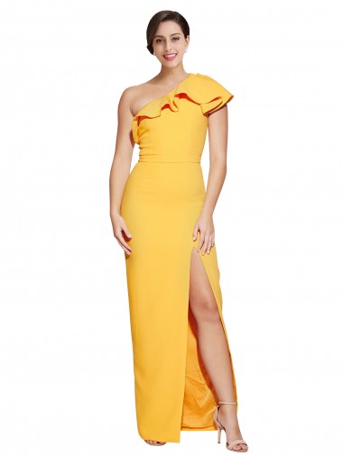 Long Saffron Sleeveless Sheath Formal Evening Gown / Prom Dress / Bridesmaid Dress Leeds