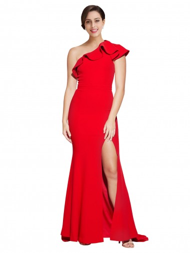 Sweep Train Red Sleeveless Sheath Semi Formal Evening Dress / Prom Dress / Bridesmaid Dress Leeds