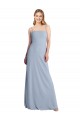 Long Smoke Blue Sleeveless A-Line Open Back Prom Dress / Bridesmaid Dress Leeds