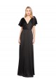 Long Black Cap Sleeves A-Line Open Back Bridesmaid Dress / Evening Dress Leeds