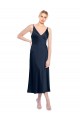 Midi Length Dark Navy Sleeveless A-Line V-Back Formal Evening Gown / Prom Dress / Bridesmaid Dress Leeds