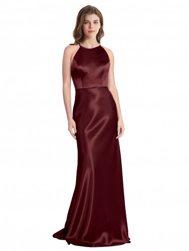 Long Burgundy Gold Sleeveless A-Line Formal Evening Gown / Prom Dress / Bridesmaid Dress Leeds