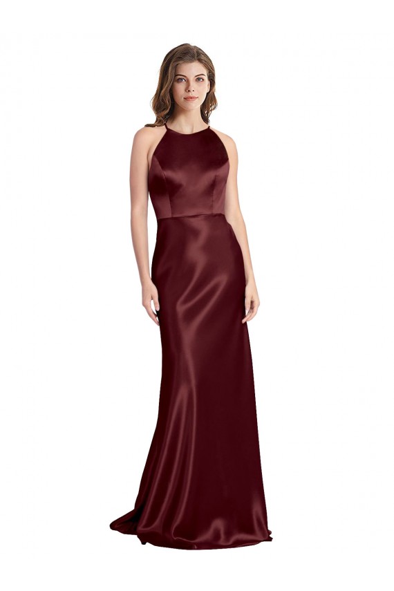 Long Burgundy Gold Sleeveless A-Line Formal Evening Gown / Prom Dress / Bridesmaid Dress Leeds