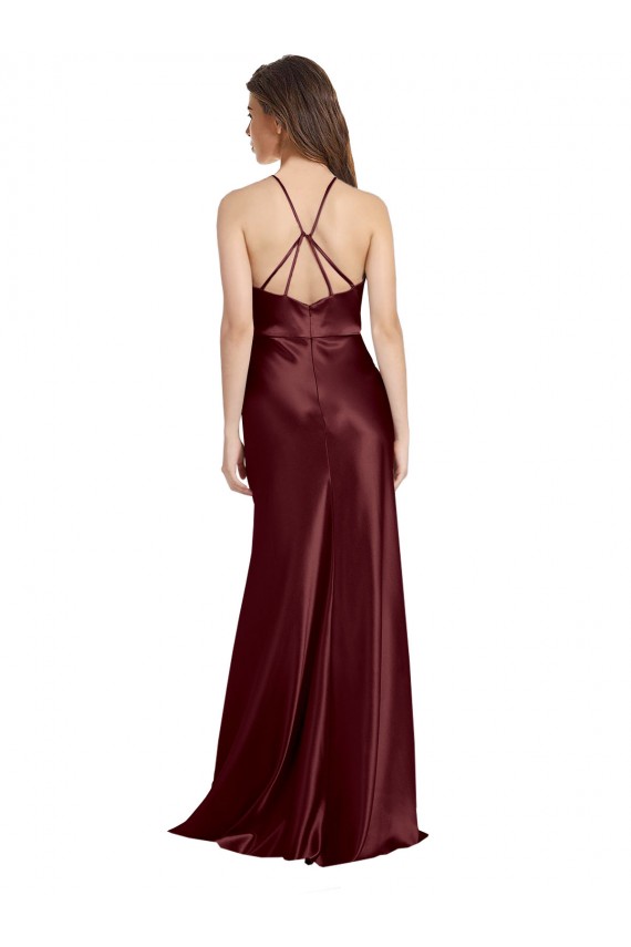 Long Burgundy Gold Sleeveless A-Line Formal Evening Gown / Prom Dress / Bridesmaid Dress Leeds