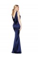 Long Dark Navy Sleeveless Sheath Low Back Formal Evening Gown / Prom Dress / Bridesmaid Dress Leeds