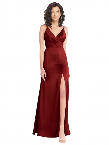 Long Burgundy Sleeveless A-Line V-Back Formal Dress / Bridesmaid Dress Leeds