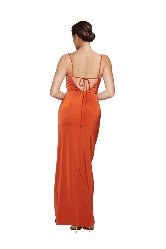 Sweep Train Rust Sleeveless Sheath Open Back Formal Evening Gown / Prom Dress / Bridesmaid Dress Leeds