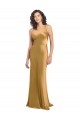 Long Gold Sleeveless A-Line Stretch Satin Formal Evening Gown / Prom Dress / Bridesmaid Dress Leeds