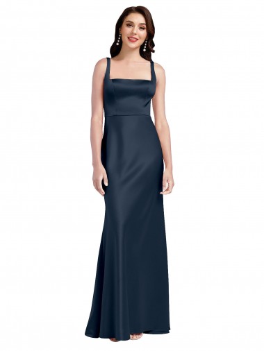 Long Dark Navy Sleeveless A-Line Low Back Formal Evening Gown / Prom Dress / Bridesmaid Dress Leeds