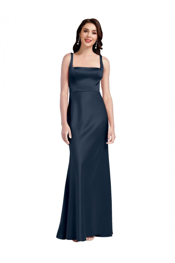 Long Dark Navy Sleeveless A-Line Low Back Formal Evening Gown / Prom Dress / Bridesmaid Dress Leeds
