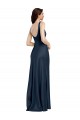 Long Dark Navy Sleeveless A-Line Low Back Formal Evening Gown / Prom Dress / Bridesmaid Dress Leeds