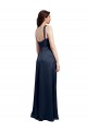 Long Dark Navy Sleeveless A-Line Low Back Side Slit Formal Evening Gown / Prom Dress / Bridesmaid Dress Leeds