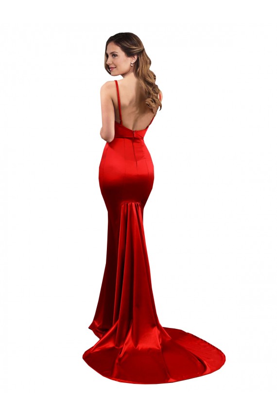Long Red Sleeveless Mermaid Low Back Evening Dress / Bridesmaid Dress Leeds