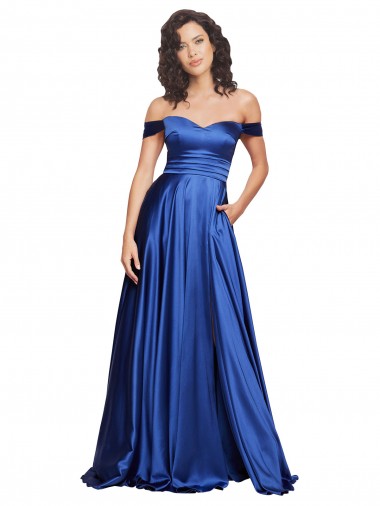 Sweep Train Royal Blue Sleeveless A-Line Formal Evening Gown / Prom Dress / Bridesmaid Dress Leeds